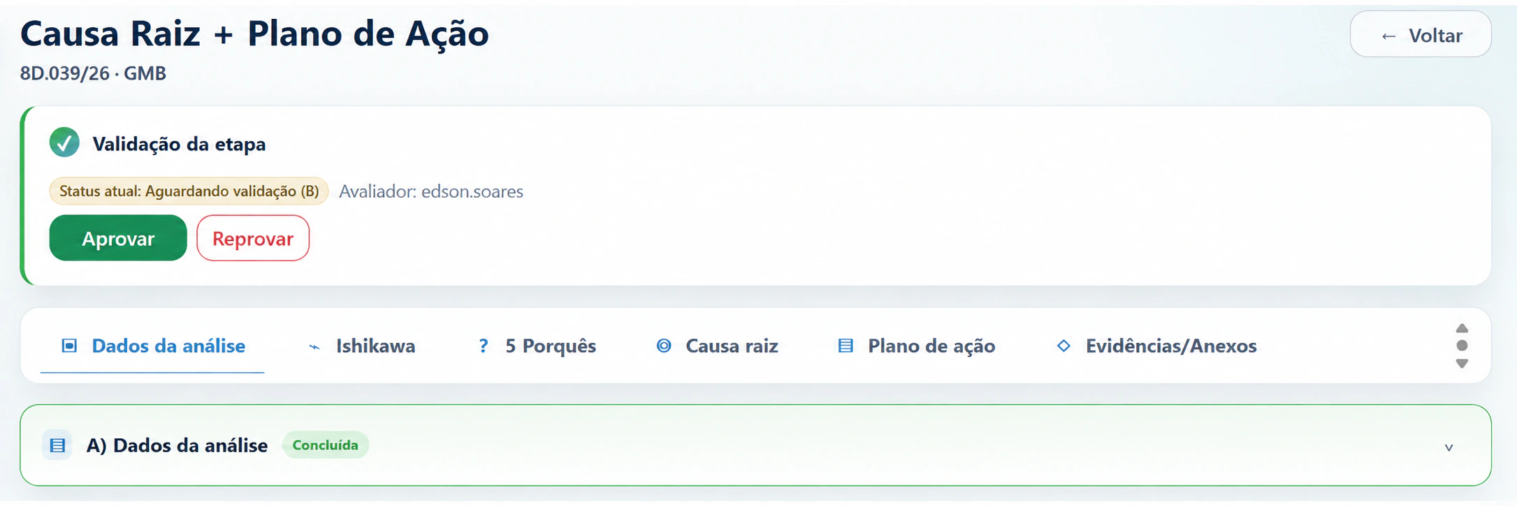Tela de acompanhamento e validação de eventos no Fast Response
